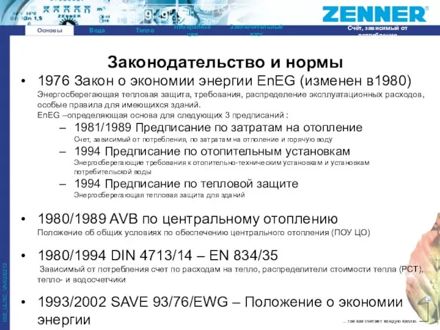 1976 Закон о экономии энергии EnEG (изменен в1980) Энергосберегающая тепловая защита, требования,