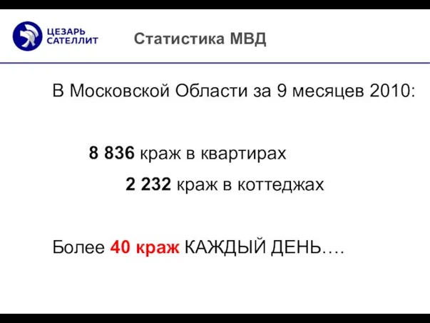 В Московской Области за 9 месяцев 2010: 8 836 краж в квартирах