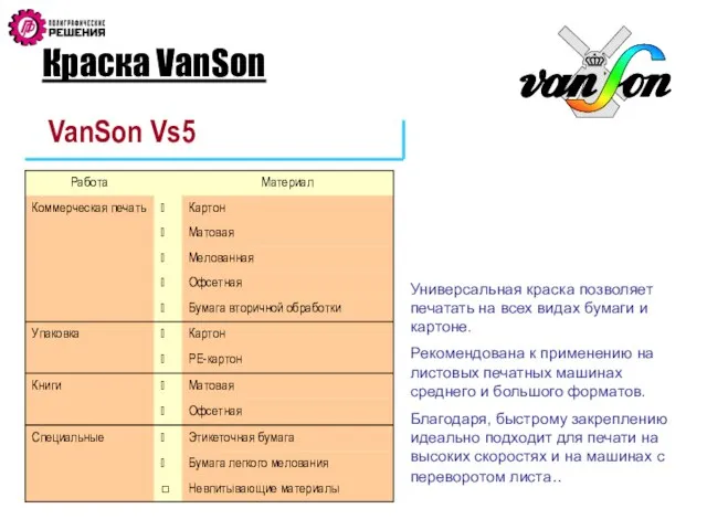 Краска VanSon VanSon Vs5 Универсальная краска позволяет печатать на всех видах бумаги