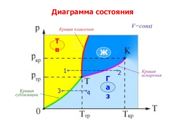 Диаграмма состояния Тв Ж Газ V=const