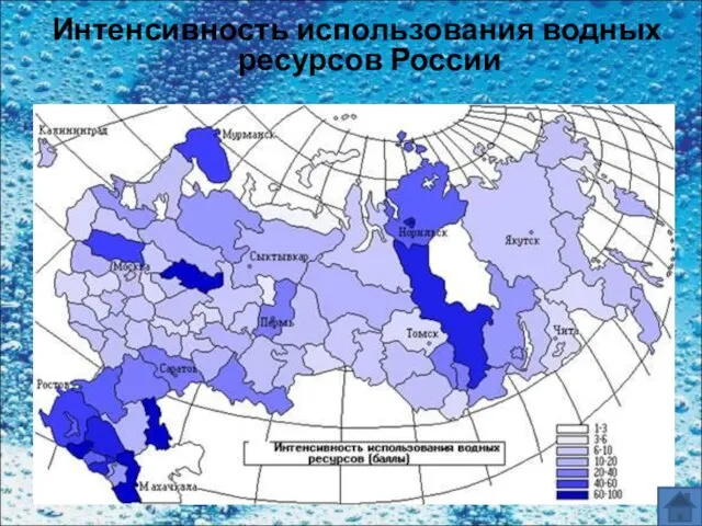 Интенсивность использования водных ресурсов России