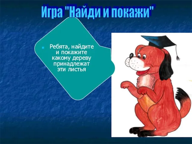 Игра "Найди и покажи" Ребята, найдите и покажите какому дереву принадлежат эти листья