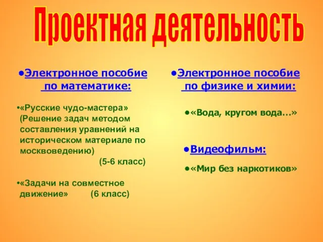 Проектная деятельность Электронное пособие по математике: «Русские чудо-мастера» (Решение задач методом составления