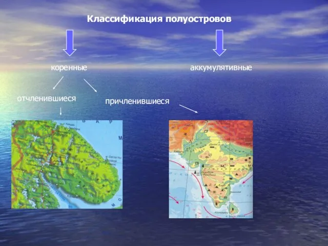 Классификация полуостровов коренные аккумулятивные отчленившиеся причленившиеся