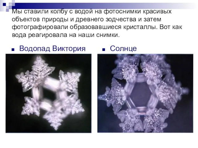 Мы ставили колбу с водой на фотоснимки красивых объектов природы и древнего