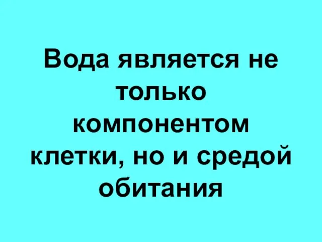 Вода является не только компонентом клетки, но и средой обитания