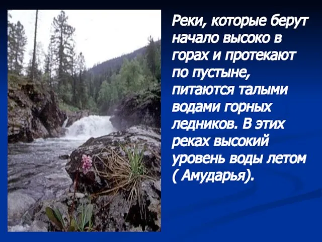 Реки, которые берут начало высоко в горах и протекают по пустыне, питаются