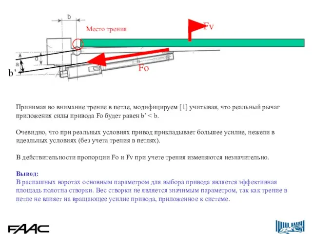 Принимая во внимание трение в петле, модифицируем [1] учитывая, что реальный рычаг