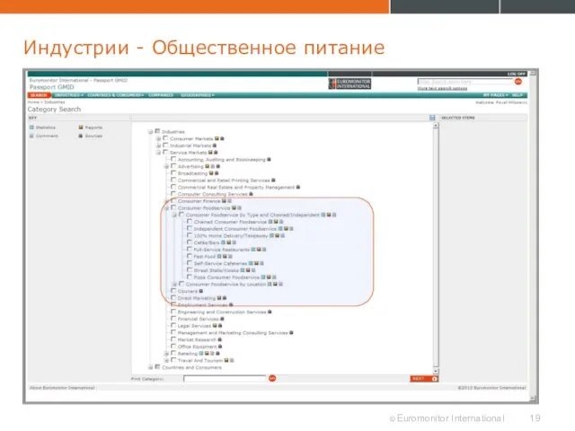 Индустрии - Общественное питание