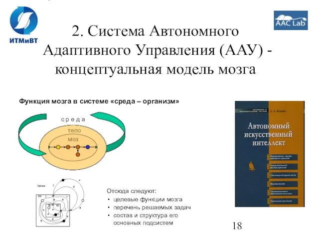 Функция мозга в системе «среда – организм» Отсюда следуют: целевые функции мозга