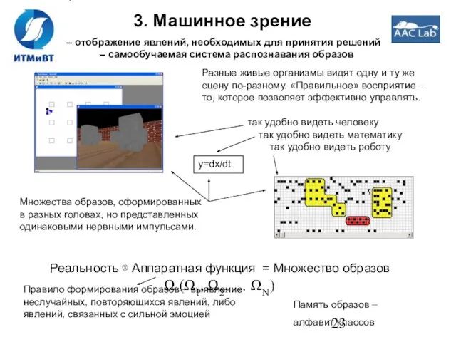 3. Машинное зрение – отображение явлений, необходимых для принятия решений – самообучаемая