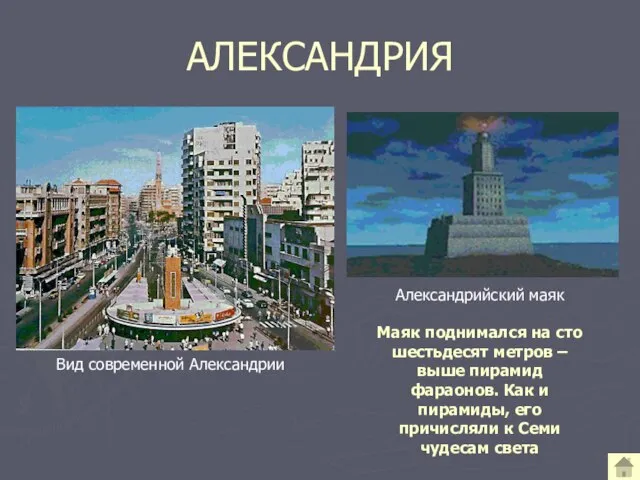 АЛЕКСАНДРИЯ Маяк поднимался на сто шестьдесят метров – выше пирамид фараонов. Как