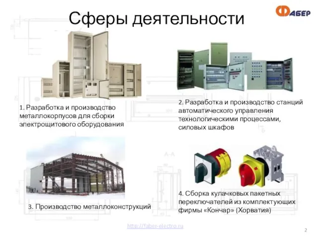 Сферы деятельности 2. Разработка и производство станций автоматического управления технологическими процессами, силовых