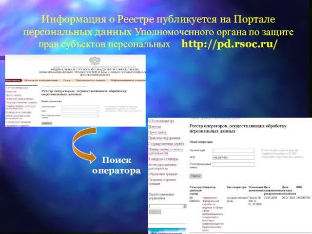 Информация о Реестре публикуется на Портале персональных данных Уполномоченного органа по защите