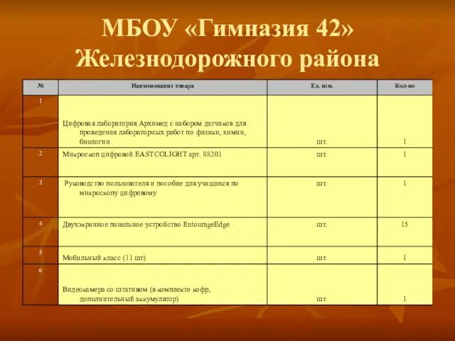 МБОУ «Гимназия 42» Железнодорожного района