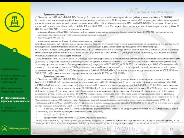 Принятое решение: а). Заключить с ОАО «АЛЬФА-БАНК» Договор об открытии кредитной линии