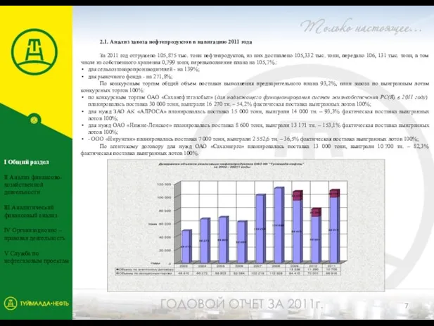 2.1. Анализ завоза нефтепродуктов в навигацию 2011 года За 2011 год отгружено