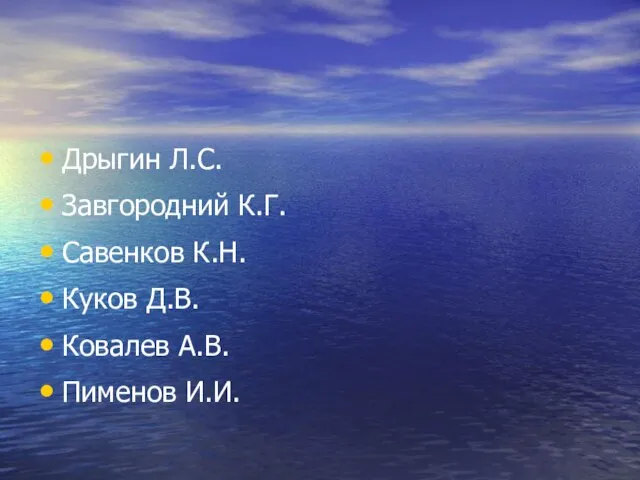 Дрыгин Л.С. Завгородний К.Г. Савенков К.Н. Куков Д.В. Ковалев А.В. Пименов И.И.