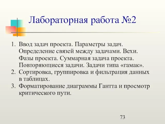 Лабораторная работа №2 Ввод задач проекта. Параметры задач. Определение связей между задачами.