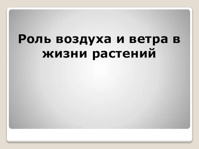 Роль воздуха и ветра в жизни растений