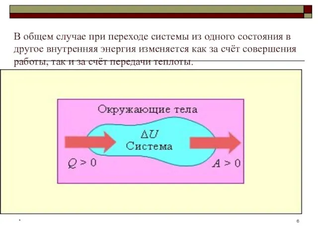 * В общем случае при переходе системы из одного состояния в другое