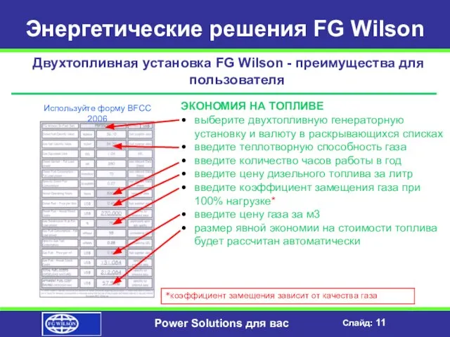 Энергетические решения FG Wilson Двухтопливная установка FG Wilson - преимущества для пользователя