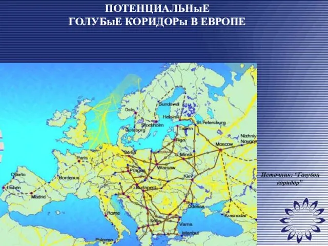 ПОТЕНЦИАЛЬНыЕ ГОЛУБыЕ КОРИДОРы В ЕВРОПЕ Источник: “Голубой коридор”