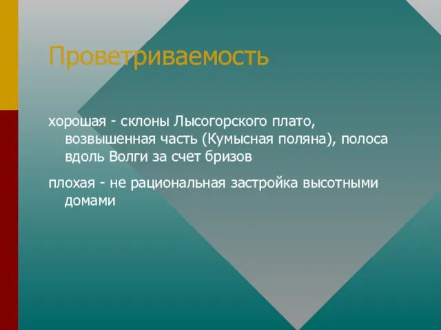 Проветриваемость хорошая - склоны Лысогорского плато, возвышенная часть (Кумысная поляна), полоса вдоль