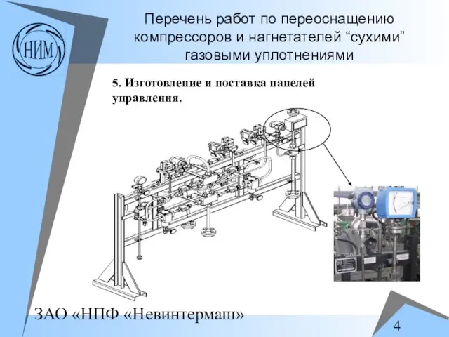 Перечень работ по переоснащению компрессоров и нагнетателей “сухими” газовыми уплотнениями 5. Изготовление и поставка панелей управления.