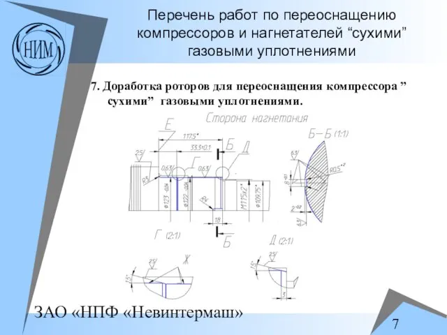 Перечень работ по переоснащению компрессоров и нагнетателей “сухими” газовыми уплотнениями 7. Доработка