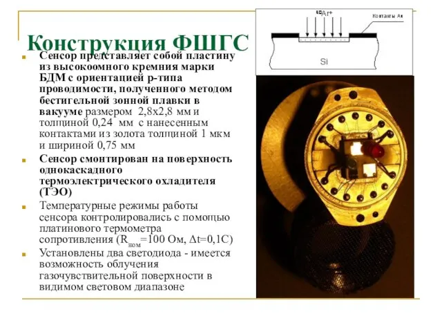 Конструкция ФШГС Сенсор представляет собой пластину из высокоомного кремния марки БДМ с