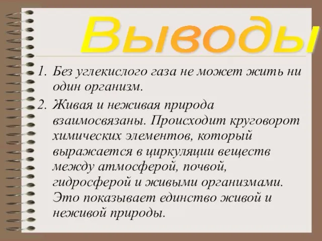 Без углекислого газа не может жить ни один организм. Живая и неживая