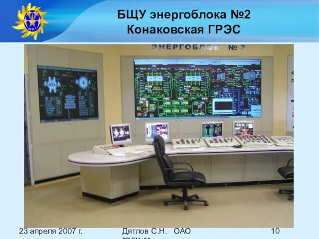 23 апреля 2007 г. Дятлов С.Н. ОАО "ОГК-5" БЩУ энергоблока №2 Конаковская ГРЭС