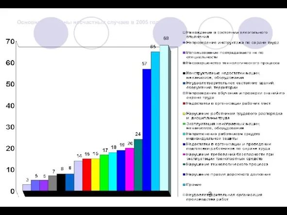 Основные причины несчастных случаев в 2005 году