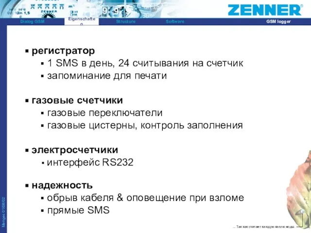 регистратор 1 SMS в день, 24 считывания на счетчик запоминание для печати