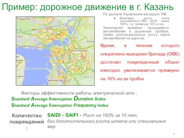 Пример: дорожное движение в г. Казань По данным Управления автодорог РФ: Динамика