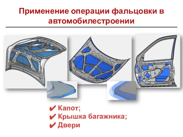 Применение операции фальцовки в автомобилестроении Капот; Крышка багажника; Двери