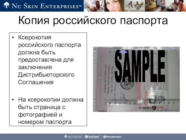 Ксерокопия российского паспорта должна быть предоставлена для заключения Дистрибьюторского Соглашения На ксерокопии