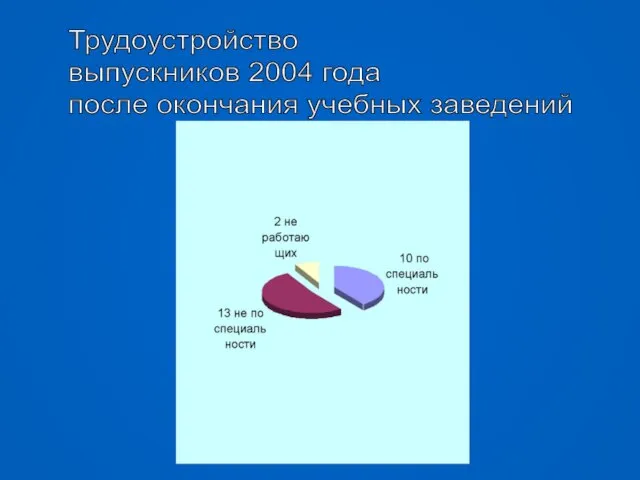 Трудоустройство выпускников 2004 года после окончания учебных заведений