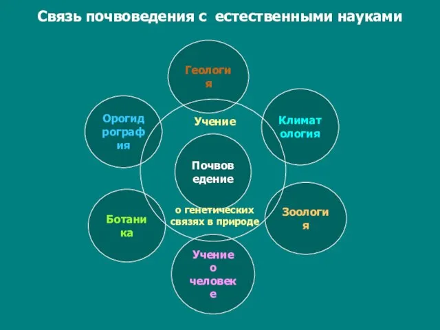 Связь почвоведения с естественными науками Учение о генетических связях в природе