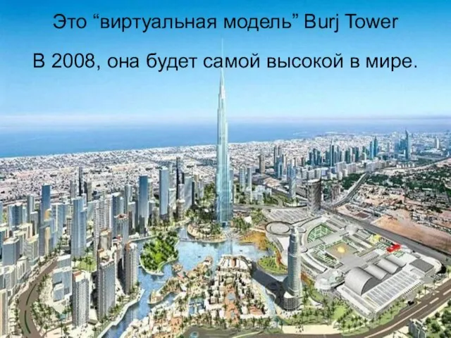 Это “виртуальная модель” Burj Tower В 2008, она будет самой высокой в мире.