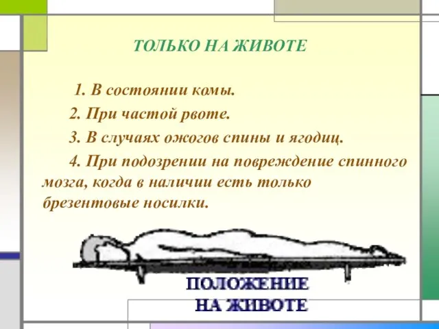 ТОЛЬКО НА ЖИВОТЕ 1. В состоянии комы. 2. При частой рвоте. 3.