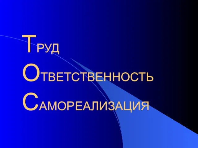 ТРУД ОТВЕТСТВЕННОСТЬ САМОРЕАЛИЗАЦИЯ