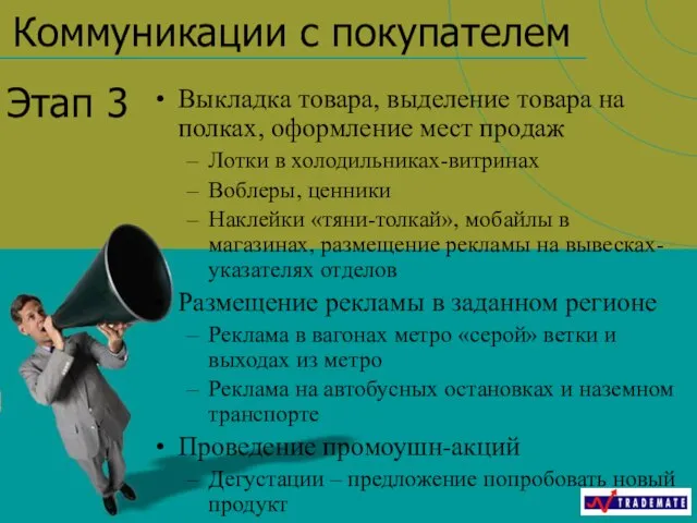 Коммуникации с покупателем Выкладка товара, выделение товара на полках, оформление мест продаж