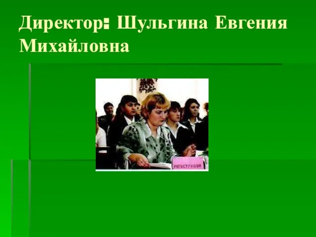 Директор: Шульгина Евгения Михайловна