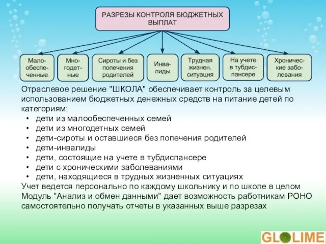 Отраслевое решение "ШКОЛА" обеспечивает контроль за целевым использованием бюджетных денежных средств на