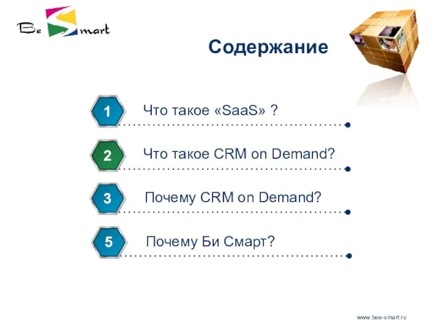 www.bee-smart.ru Содержание Что такое «SaaS» ? 1 Что такое CRM on Demand?