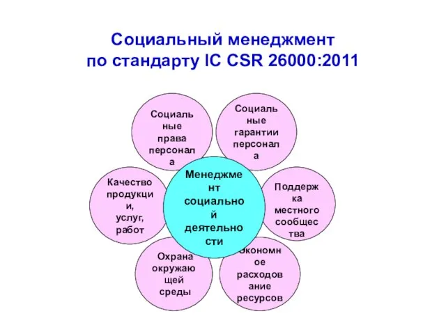 Социальные права персонала Социальные гарантии персонала Качество продукции, услуг, работ Охрана окружающей