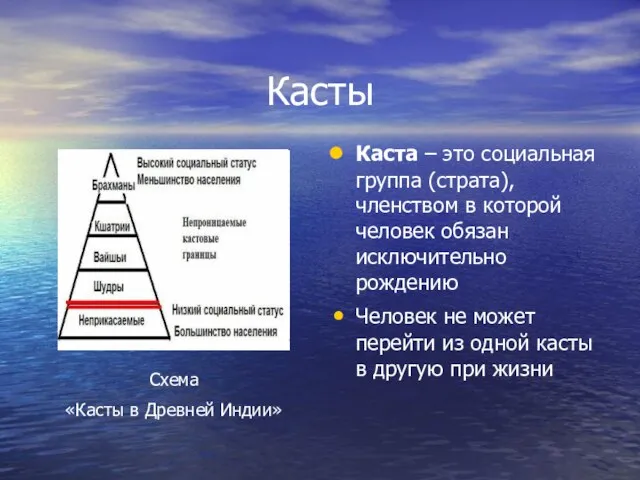 Касты Каста – это социальная группа (страта), членством в которой человек обязан