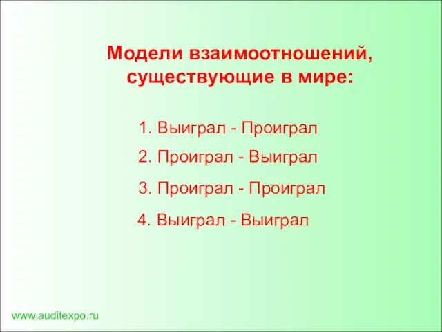 www.auditexpo.ru 1. Выиграл - Проиграл 2. Проиграл - Выиграл 3. Проиграл -